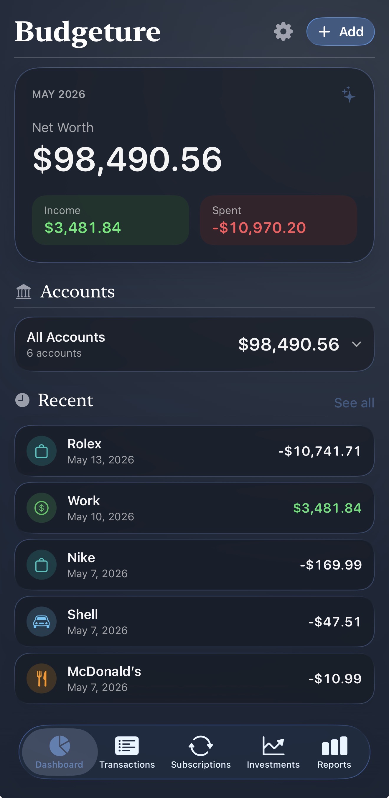 Budgeture on iPhone